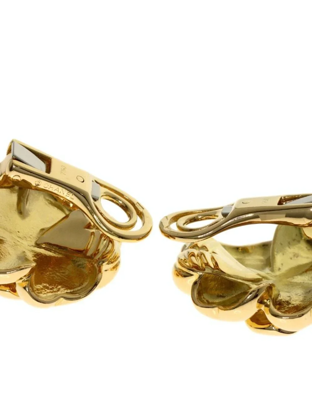 Chanel Camellia Diamond Earrings 18K Yellow Gold